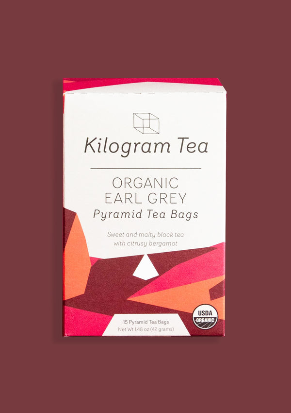 photo of box of organic earl grey pyramid kilogram tea
