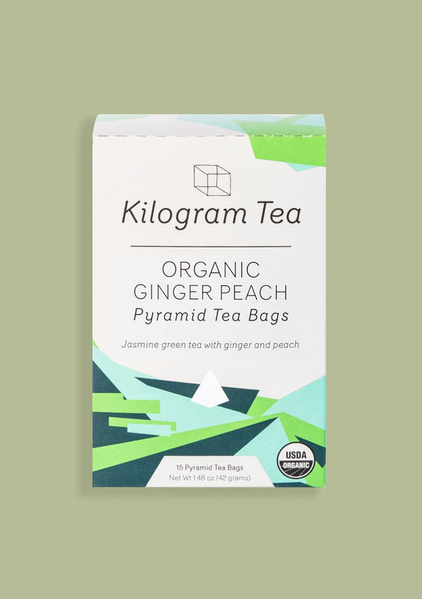 photo of box of organic ginger peach kilogram pyramid tea